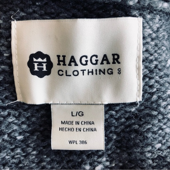 $10 NWOT HAGGAR Clothing Dark Gray Cardigan Sweater Big Buttons Wool Blend L - Picture 2 of 11